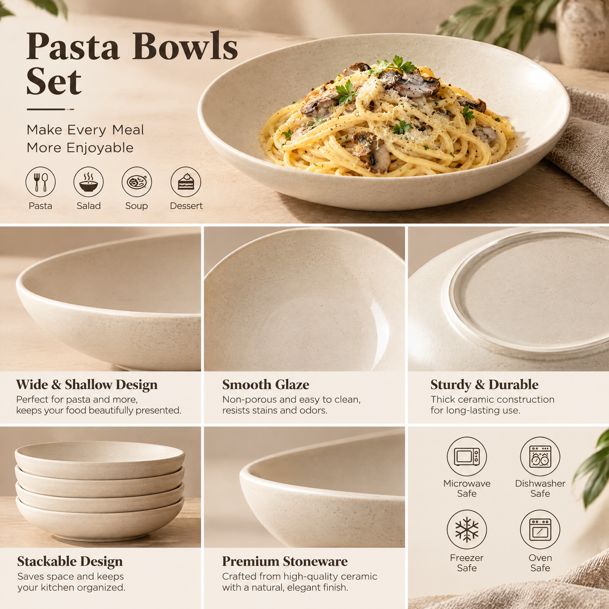 Coupe Pasta Bowl Set - details