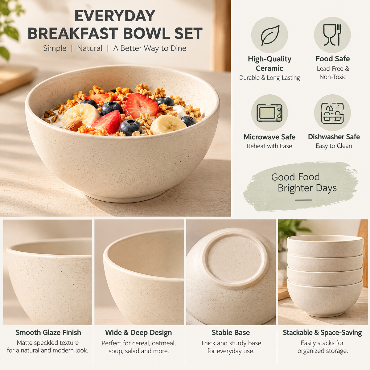 Breakfast Cereal Bowl Set - details