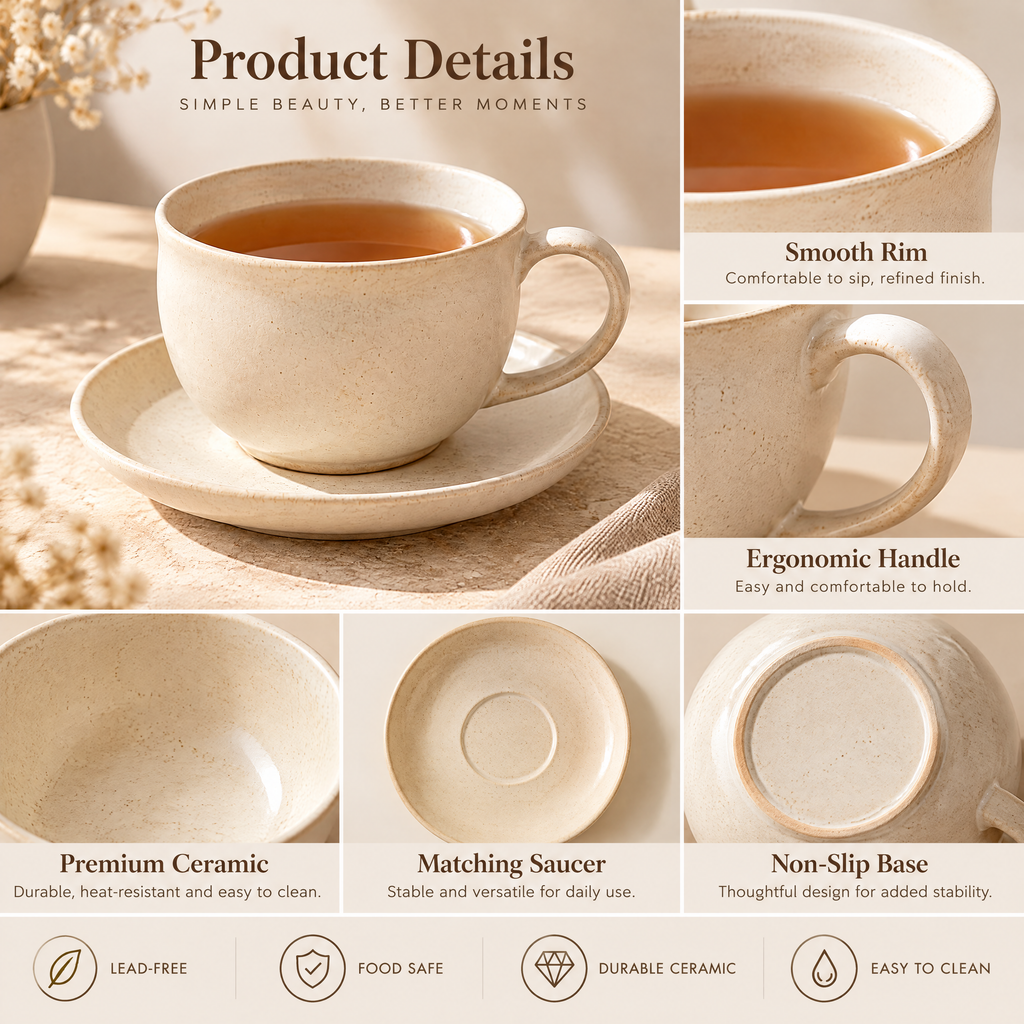 Tea Cup and Saucer Set - details