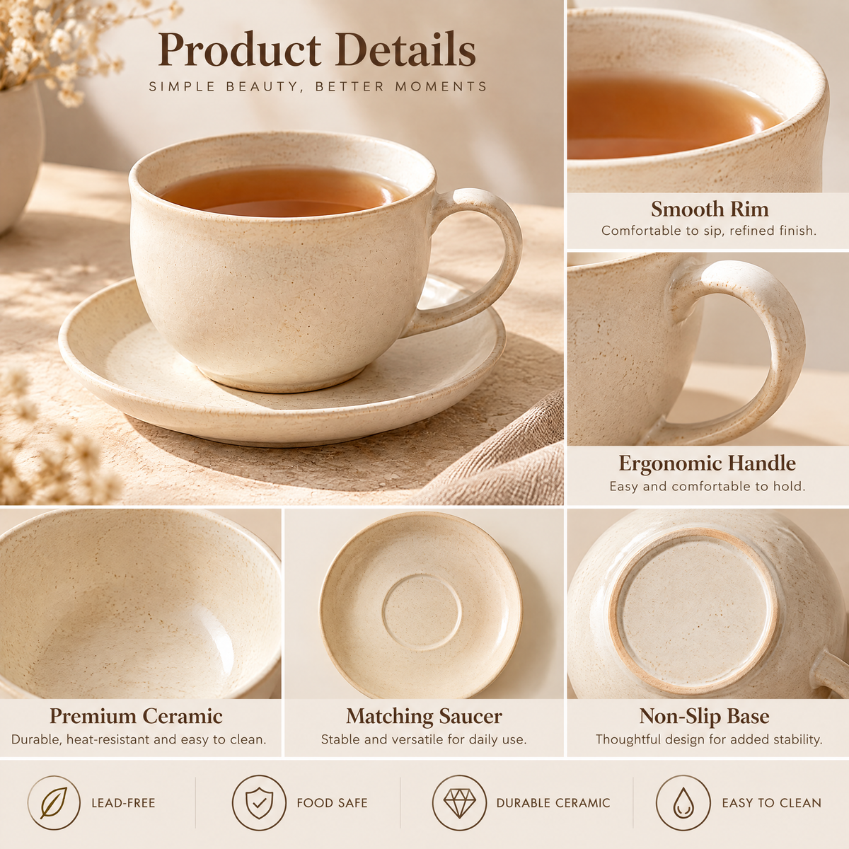 Tea Cup and Saucer Set - details