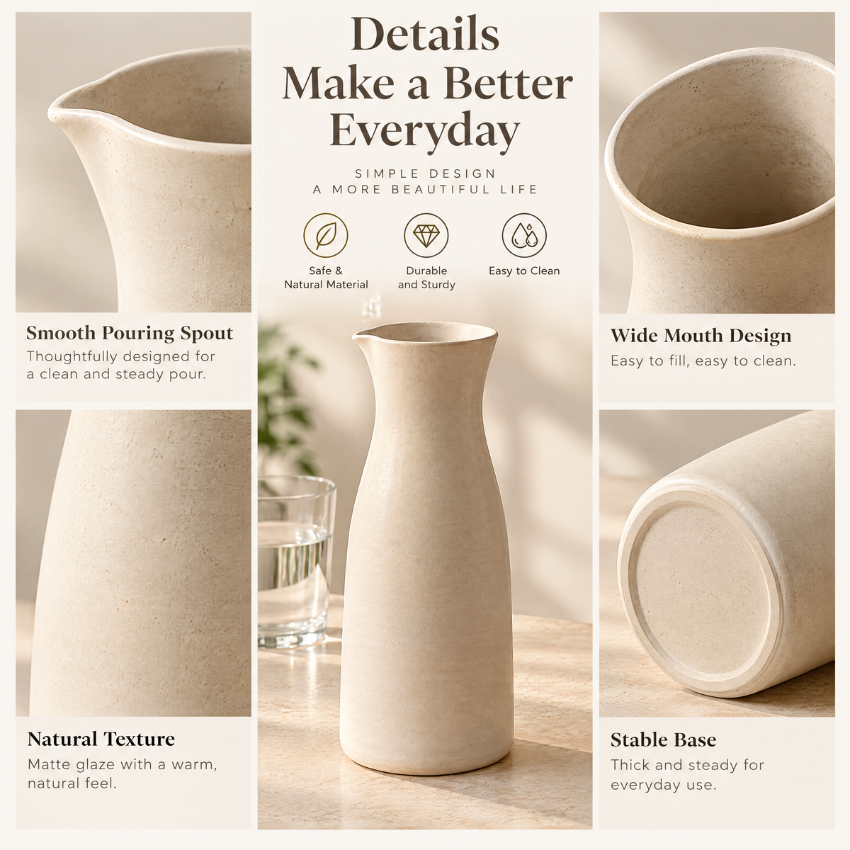 Tabletop Water Carafe - details